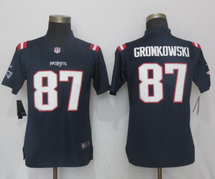 Women New England Patriots #87 Gronkowski Navy Blue Color Rush Nike NFL Jerseys